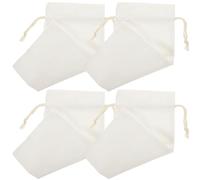 Zerodeko Reusable Linen Wine Bottle Bags for Festivals and Christmas Parties 4pcs with Drawstring Design and Blank for Heat Transfer Letters, Suitable for Wine Bottles and Candy