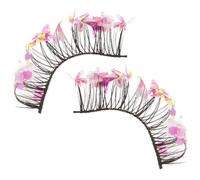 Zerodeko Reusable Pink False Eyelashes Soft with Glitter Decoration, Lightweight Fiber Material for Stage and Festival Makeup, Naturally Gorgeous and Beautiful Fake Lashes