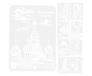 Zerodeko Reusable Urban Architectural Drawing Stencils Set, 9pcs A4 Pet Spray Painting Templates for Crafting, Classroom Art, and Wall Decoration