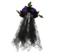 Zerodeko Romantic Rose Lace Wedding Headband for Women and Decorative Polyester Cloth Hair Accessory for Parties Brides Birthdays Engagements Anniversary Celebrations Elegant Floral