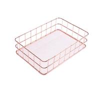 Zerodeko Rose Gold Large Iron Mesh Basket Storage Organizer, Nordic Style Desktop Fruit and Snack Storage Rack for Kitchen and Home Use