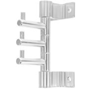 Zerodeko Rotatable Aluminum Alloy Towel Rack with 3 Swivel Hooks Wall-Mounted Storage Organizer for Bathroom and Kitchen, Silver Space-Saving Hanging Rack for Towels and Handbags