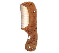 Zerodeko Sandalwood Dual-sided Wooden Comb Fine and Wide Tooth for Hair Detangling and Scalp Massage Intricate Butterfly Flower Carving Compact Pocket Comb for Women Natural Grain Patterns