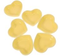 Zerodeko Sauce Dishes Set, Microwave and Dishwasher Safe Heart Shaped Ceramic 6pcs Convenient Plates for Snacks and Vinegar, for Wedding Parties and Entertaining