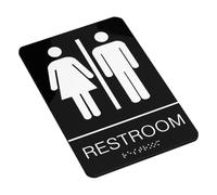 Zerodeko Self-stick Stainless Steel Braille Restroom Signs with Raised Text for Unisex Bathroom Doors Easy Mount Wall Decor for Office Business Inclusive Accessible Toilet Identification