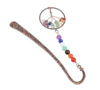 Zerodeko Seven Chakra with Coffee Brass Tassel Crystal Life Tree Bookmark Artistic and Delicate Design for Relaxing and Calming Reading Experience, for Business and Souvenir Gifts