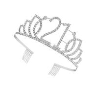 Zerodeko Silver 21 Number Crown Birthday Headband with Rhinestones, Delicate Hair Accessory for Women and Girls, Birthday Cake Decoration Headdress for Party Celebration