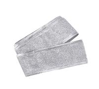 Zerodeko Silver Glitter Christmas Ribbon 200x5cm with Wired Edge, Glitter Powder and Flocking Cloth Material, for Tree Decoration Band and Boutique Hair Bows