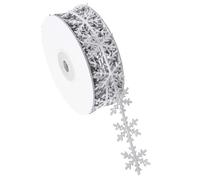 Zerodeko Silver Polyester Packing Ribbon with Elegant Snowflake Pattern, Easy to Use and Store Wrapping Ribbon for Wedding and Invitation Card Decorations