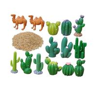Zerodeko Simulation Cactus and Camel Figurines Set with Fine River Sand, Resin Miniature Artificial Greenery for Office Desk and Bedroom Decor, DIY Desert Scene Plant Accessories, 5pcs Collection