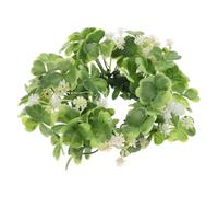 Zerodeko Small 18cm Shamrock Candle Ring Wreath Artificial Leaf Garland for St Patrick's Day Party Tabletop and Home Decoration Accessory