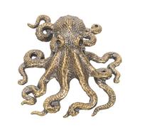 Zerodeko Small Brass Octopus - 2.17” Metal Desk Ornament - Vintage Octopus Statue for Home Office Accessories - Copper Craft Figurine for Feng Shui Decor & Paperweight - Miniature Antique Gift Idea