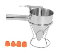 Zerodeko Small Stainless Steel Kitchen Sushi DIY Funnel with Stand Detachable Octopus Ball Batter Dispenser for Pancakes Muffins Cupcakes and Waffles Multipurpose Cooking Tool for Clean and