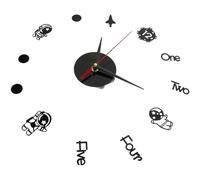 Zerodeko Spaceman Wall Clock Black Acrylic Modern Art Design with Mute Function and Easy Installation for Living Room Decoration or School Use