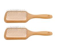 Zerodeko Square Bamboo Hair Brush for Comfortable Brushing and Detangling Hair 2pcs with Stainless Steel Needle Bristles Built to Last, for Travel and Home Use