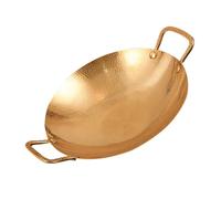 Zerodeko Stainless Steel Dry Pot Double Handle 25cm Korean Style Hammered Surface Wok Pan for Household Kitchen and Outdoor Cooking