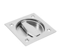 Zerodeko Stainless Steel Flush Recessed Cabinet Pull Handle for Drawer and Door, Round Shape with Secret Fixing, Opening and Closing Function, Silver Finish, with 4 Screwings for Sliding