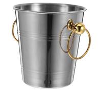 Zerodeko Stainless Steel Ice Bucket with Double Rings and Ice Tongs Container for Wine Beer Beverage Storage Smooth Easy Clean Party Bar Ktv Bucket