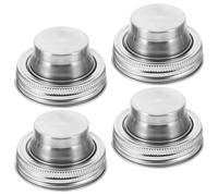 Zerodeko Stainless Steel Jar Shaker Lids Silver 4pcs with Silicone Seal, Easy to Store for Regular Mouth Mason Jars for Mixing Spices and Sugar in Kitchen Tasks
