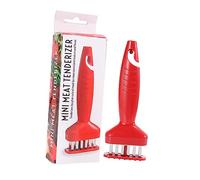 Zerodeko Stainless Steel Meat Loosening Machine with Plastic Handle and Cover Portable Steak Tenderizer for Beef Pork Chicken Hook Shape for Easy Storage Efficient Home Kitchen Tool Red