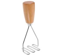 Zerodeko Stainless Steel Potato Masher with Wooden Handle - Kitchen Masher Tool for Mashed Potatoes Baby Food Vegetables - Easy Clean Compact 5.5 Inch Size