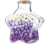 Zerodeko Star Shaped Bottle with 540 Pieces Origami Star Paper Strips Glass Favor Jar with Cork Lid Wedding Decoration Wishing Bottle Girls Room Decor Gift