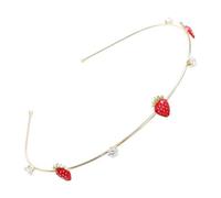 Zerodeko Strawberry Accessories Fruit Headband Rhinestone Decorated Sturdy Alloy Funny Hair Accessories for Girlfriend Friends Party Performance