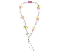 Zerodeko Stylish Pink Acrylic Tulip Phone Charm Chain with Beaded Wrist Strap Easy to Install and Remove Phone Hanging Rope for Keychain Or USB Flash Drive Accessories Random Color