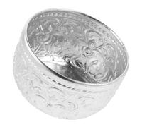 Zerodeko Thai Carved Tin Bowl Small 10cm Diameter Water Offering Rice Fruit Bowl Handcrafted Essential Oil Container for Spa and Massage