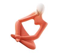 Zerodeko Thinker Ornament Ceramic Vase in Orange with Abstract Thinker Shape and Fine Surface Treatment, Decorative Hydroponics Flowerpot for Living Room and Bookshelves, for Family