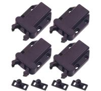 Zerodeko Touch Catch Latches 4Pcs Brown Self-Locking Bounce Door Bolt Automatic Spring Loaded Cupboard Locks for Storage Cabinets Push Open