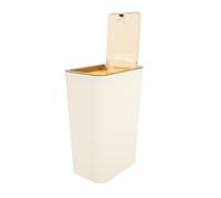 Zerodeko Touch Top Bin for Room, 10.5l Plastic Trash Can in Beige, Compact Pp Waste Container with Large Capacity for Multi-scene Home Use, Kitchen and Family Living Room