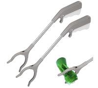 Zerodeko Trash Grabber Tool for Working and Reaching Stainless Steel 2pcs with Non-Slip Handle and Comfortable Grip Multi-Purpose Litter Pick up Reacher for Disabled and Elderly