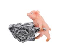 Zerodeko Unique Pig Cart Shaped Resin Ashtray Holder for Home Use, Practical and High Temperature Resistant Animal Ashtray, Stylish Decorative Desktop Ornament for Smokers