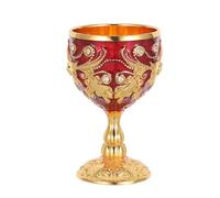 Zerodeko Vintage 30ml High-Footed Metal Chalice Goblet with Classic Embossed Patterns, Comfortable to Hold Zinc Alloy Cup for Home Bar and Christmas Events