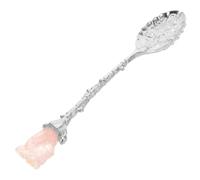 Zerodeko Vintage Alloy Dessert Spoon with Crystal Inlay and Sturdy Construction, Small Retro Honey Spoon for Tea Party and Coffee Stirring, Unique Vintage Design in Silver