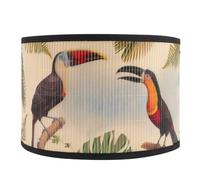 Zerodeko Vintage Bamboo Lamp Shade and Serving Life with Retro Pattern Design and Khaki Colour, E27 Pendant Light Shade with Soft Light Diffusion for Japanese Style Home Decoration