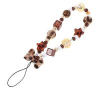 Zerodeko Vintage Beaded Phone Charm with Leopard Pattern Anti-Theft Mobile Phone Chain Wrist Strap for Women Fits Most Smartphones for Casual Outings