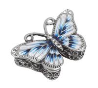 Zerodeko Vintage Embossed Butterfly Jewelry Box with Enamel Finish Compact Travel Organizer for Necklaces Earrings Rings Lightweight Decorative Trinket Case for Women