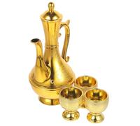 Zerodeko Vintage Golden Buddhist Offering Cup Kettle Multipurpose Household Ritual Water Cup Engraved Auspicious Words Suitable for Home Decor and Bedroom