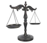 Zerodeko Vintage Iron Scale of Justice Statue for Office Decor and Shelf Display, Antique Libra Sign Metal Sculpture with Storage Tool for Small Items, Elegant Balancing Scales Decorative