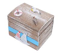 Zerodeko Vintage Ocean Style Storage Box Small Wooden Treasure Chest Lid Decorative Nautical Box for Bedroom Shelf Coastal Decor