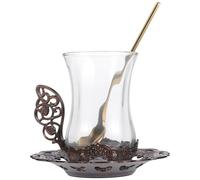 Zerodeko Vintage Saucer Glass with Cup Coffee Spoon Set and Tea