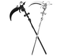Zerodeko Vintage Sunflower Witch Hair Fork Metal Hair Pin Halloween Cosplay in Black and Silver for Festival Updo