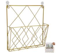 Zerodeko Wall Mounted Magazine Rack for Brochures, Golden Metal Wire | Open Mesh View, Spacious Pocket with Integrated Loops, Modern Sl esign for Office Reception and Reading