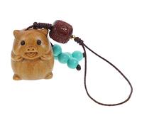 Zerodeko Wear Resistant Green Sandalwood Pig Keychain Pendant Bag Ornament Charm for Women Men Elderly Lightweight Hanging Decoration Gift