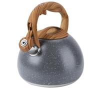 Zerodeko Whistling Kettle Tea Kettle with Wooden Handle and 2.8l Stainless Steel Flat Bottom Easy to Clean Powerful Water Flow Stove Top Suitable for Outdoor and Office Use