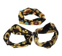 Zerodeko Women Sports Headband Set Featuring Good Air Permeability with Sunflower Print 3pcs Elastic Polyester Wide Headbands for Women for Running and Sports Activities