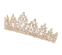 Zerodeko Womens Tiara Crown with Elegant Golden Metal Design, Comfortable Fit and Versatile Usage, for Weddings and Special Occasions, Featuring Sparkling Rhinestones and Classic Timeless