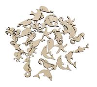 Zerodeko Wood Slice Art Craft 50Pcs Ocean Animal Cutouts 1 Inch Smooth Wooden Pieces for Photo Props and Home Decor Painting